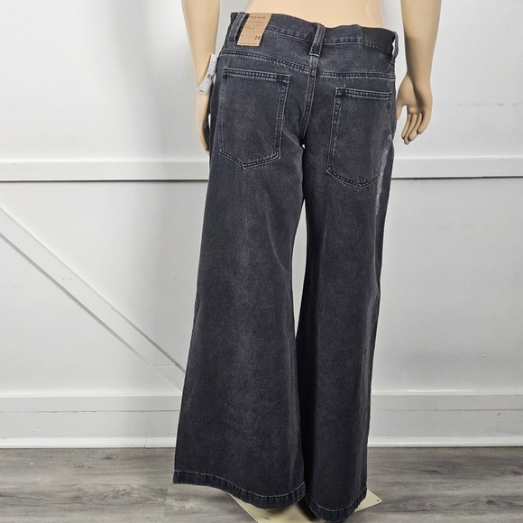 PacSun Sloane Ultra Baggy Jeans Womens 28 Washed Faded Black Wide Leg Low Rise - Picture 4 of 11